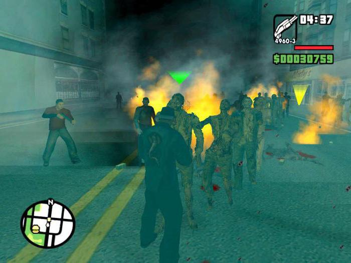 Tilføjelser og koder på "GTA: San Andreas" på zombier