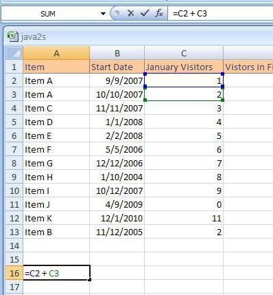 arbejde i Excel med tabeller 