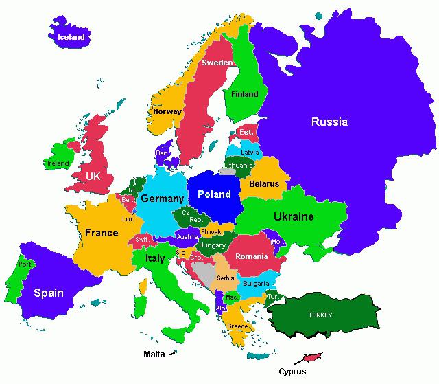 Politisk opdeling og Europas område